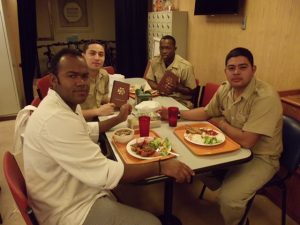 Ship workers from Guatemala with their Bibles