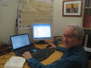 Jim working away at the Serbian and Portuguese translations of the Bible